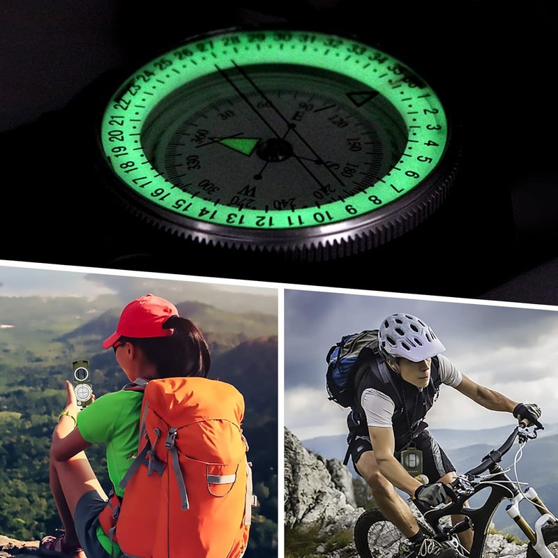 INMAKER Compass, Compass Hiking with Survival Whistle, Luminous Compass Gift for Kids, Apply to Outdoor Survival, Camping and Navigation - Image 2